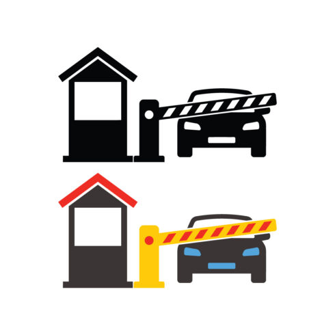 Car At Toll Booth Barrier Vector cover image.