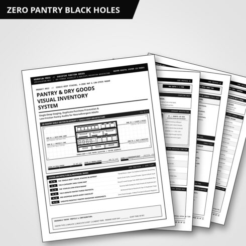 ADHD Pantry Organization & Visual Inventory System | Kitchen Dry Storage Reset Planner (12 Pages) cover image.