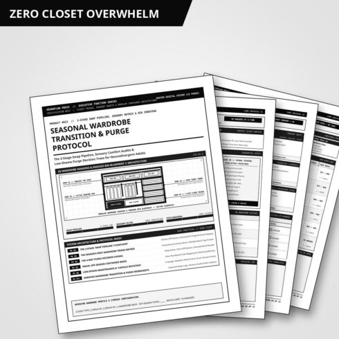 ADHD Seasonal Wardrobe Transition & Purge System | Closet Declutter & Clothing Storage Planner (12 Pages) cover image.