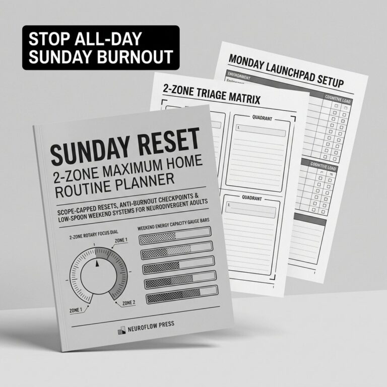 ADHD Sunday Reset 2-Zone Maximum Routine Planner | Anti-Burnout Home Cleaning Worksheets (12 Pages) cover image.