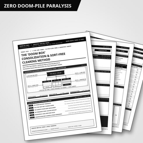 ADHD Doom Box Clearing & Decluttering System | Executive Function Clutter Triage Planner (12 Pages) cover image.