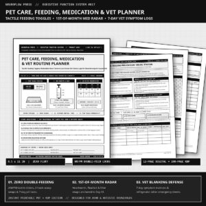 ADHD Pet Care & Routine Planner | Feeding Tracker, Medication Log & Vet Records (12 Pages) cover image.