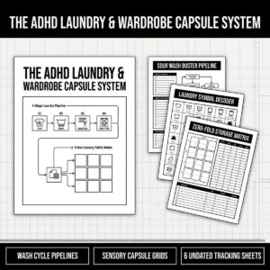 ADHD Laundry Tracker & Capsule Wardrobe System | Care Symbol Decoder & Outfit Planner (12 Pages) cover image.