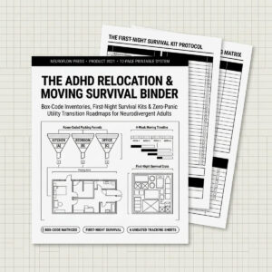 ADHD Moving House & Relocation Binder | Box Packing Inventory & Moving Day Checklist (12 Pages) cover image.
