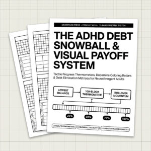 ADHD Debt Snowball & Visual Payoff Workbook | Loan Thermometer & Debt Tracker (12 Pages) cover image.