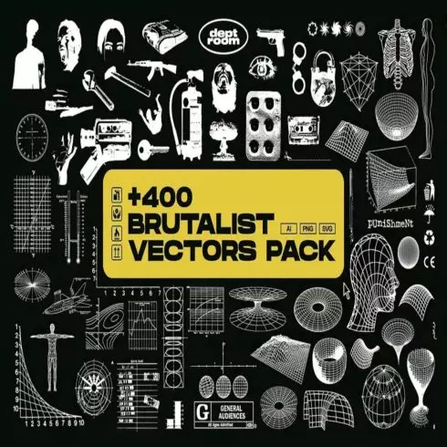 415 Brutalist Vectors & Glitch Wireframes cover image.