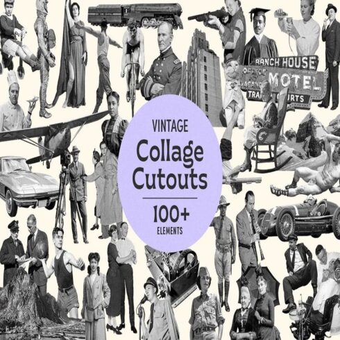 Vintage Collage Cutouts Collection | Monochrome Ephemera & PNG Elements cover image.