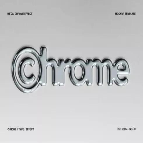 Chrome Liquid Metal Text Effect & Y2K Photoshop Style cover image.