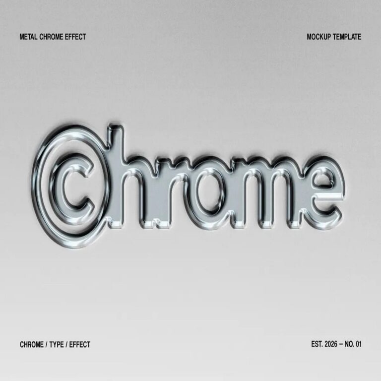 Chrome Liquid Metal Text Effect & Y2K Photoshop Style cover image.