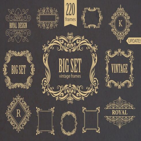 Vintage Frames & Monogram Set: 220 Decorative Floral Borders cover image.