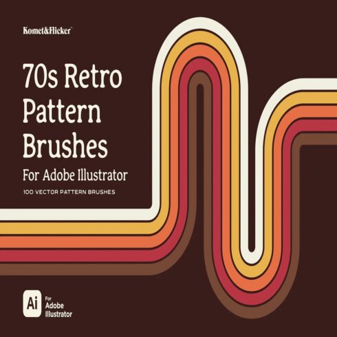 70s Retro Pattern Brushes for Adobe Illustrator - Vector Groovy Lines cover image.