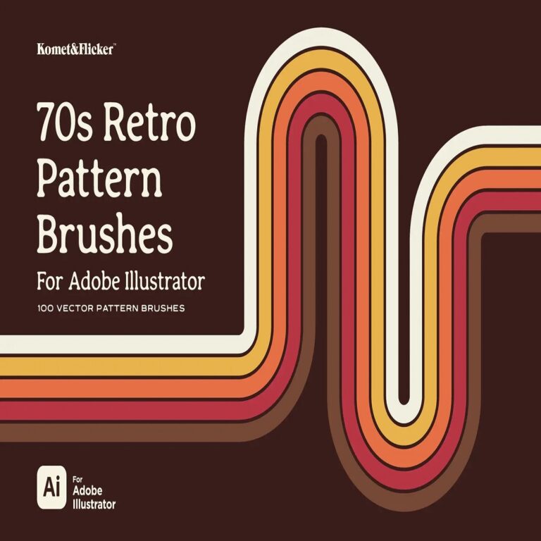 70s Retro Pattern Brushes for Adobe Illustrator - Vector Groovy Lines cover image.
