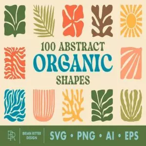 100 Abstract Organic Shapes Vector Graphics & PNG Clipart Set cover image.