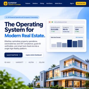 EliteStay – Property Management & Hospitality SaaS Dashboard cover image.