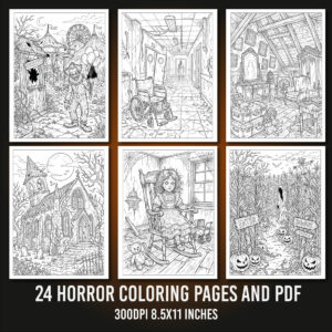 Halloween Horror Coloring Pages cover image.