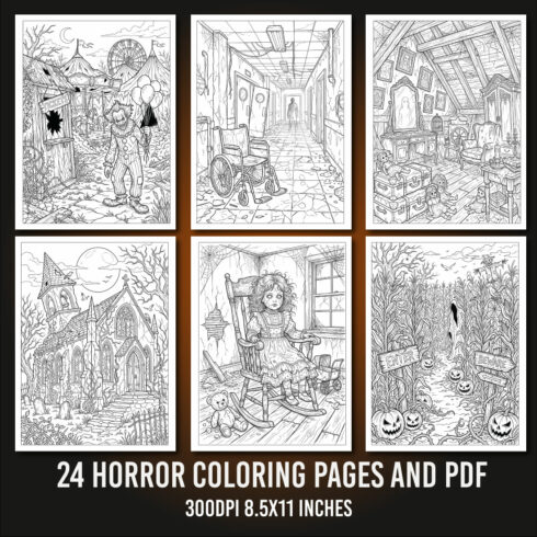 Halloween Horror Coloring Pages cover image.