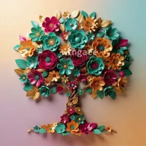 Colorful 3D Floral Tree Decor – Abstract Fantasy Nature Wallpaper cover image.
