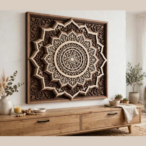 3D Layered Dense Floral Mandala - Laser Cut SVG File + 5000px 300 DPI PNG cover image.