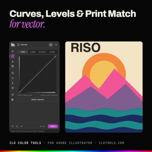 Ilo Color Tools: Curves, Levels and Print Match Plugin for Illustrator cover image.