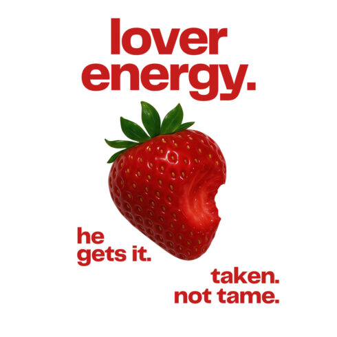 Lover Energy Strawberry Graphic Design – Romantic Red Quote Aesthetic cover image.