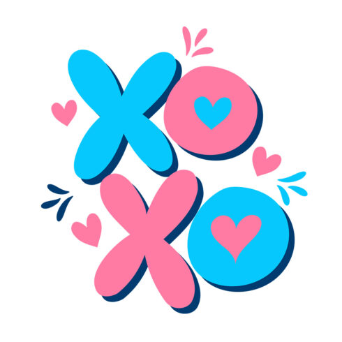 Y2K Pink And Blue Bubble XOXO Hugs And Kisses Graphic cover image.