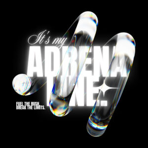 It's My Adrenaline Glass Ring Design – Futuristic Iridescent Streetwear Graphic cover image.