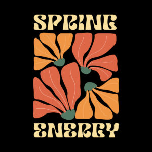Groovy 70s Retro Floral Spring Energy Warm Color Block Graphic cover image.