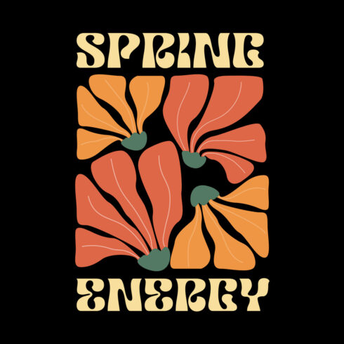 Groovy 70s Retro Floral Spring Energy Warm Color Block Graphic cover image.