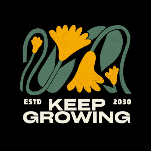 Distressed Vintage Botanical Keep Growing Estd 2030 Apparel Graphic cover image.