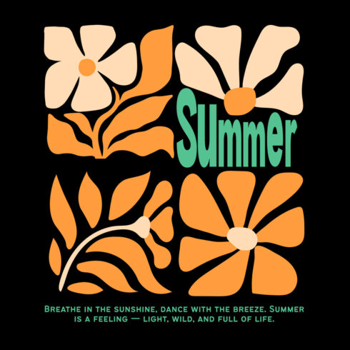 Retro 70s Groovy Floral Summer Is A Feeling Sunshine Typography Graphic cover image.