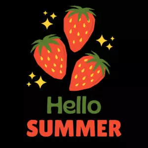 Cute Hello Summer Bright Strawberries Sparkle Stars Fruit Graphic cover image.