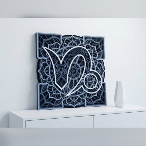 Multilayer Capricorn Zodiac Mandala – Sea Goat Symbol Panel, 8-Layer Laser Cut SVG DXF cover image.