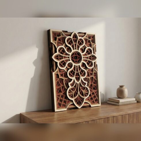 Multilayer Cross Mandala Wall Art #14 ā Rosette Petal Cross, 8-Layer Laser Cut SVG DXF cover image.