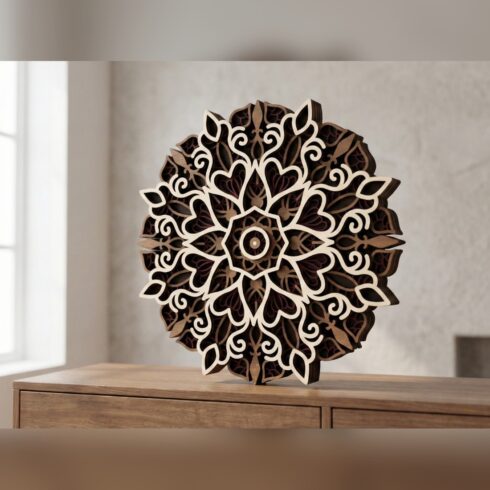 Multilayer Flower Mandala Wall Art #9 – Openwork Scroll Lace Mandala, 4-Layer Laser Cut SVG DXF cover image.