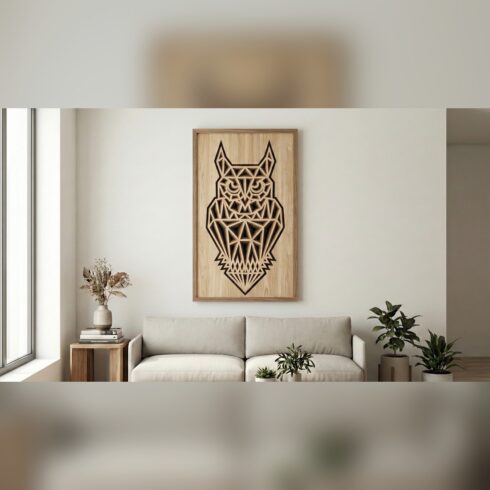 Multilayer Geometric Owl Wall Art – Low Poly Owl Portrait, 6-Layer Laser Cut SVG DXF cover image.