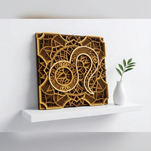 Multilayer Leo Zodiac Mandala – Lion Tail Glyph Panel, 8-Layer Laser Cut SVG DXF cover image.