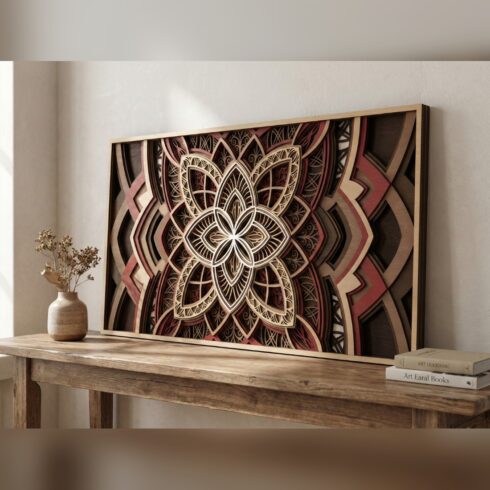 Multilayer Mandala Wall Art #12 – Pointed Petal Chevron Panel, 7-Layer Laser Cut SVG DXF cover image.