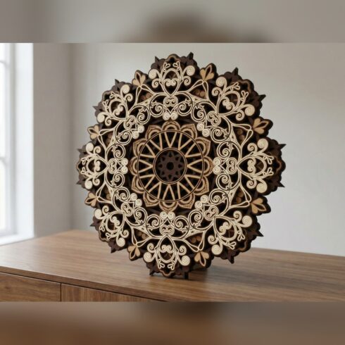 Multilayer Mandala Wall Art #19 – Flower Ring Lace Mandala, 7-Layer Laser Cut SVG DXF cover image.