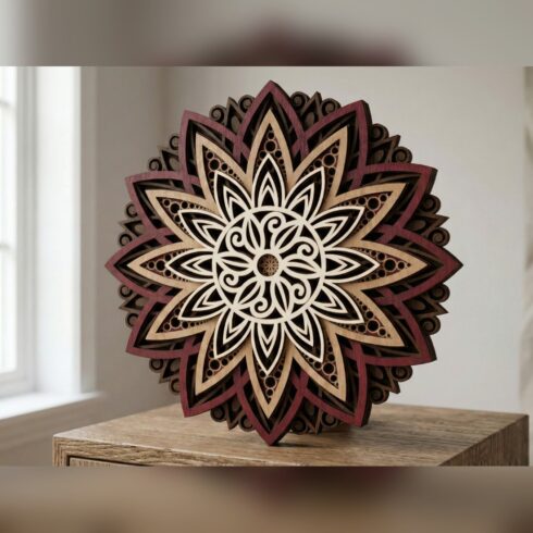 Multilayer Mandala Wall Art #20 – Spiked Dahlia Burst, 5-Layer Laser Cut SVG DXF cover image.