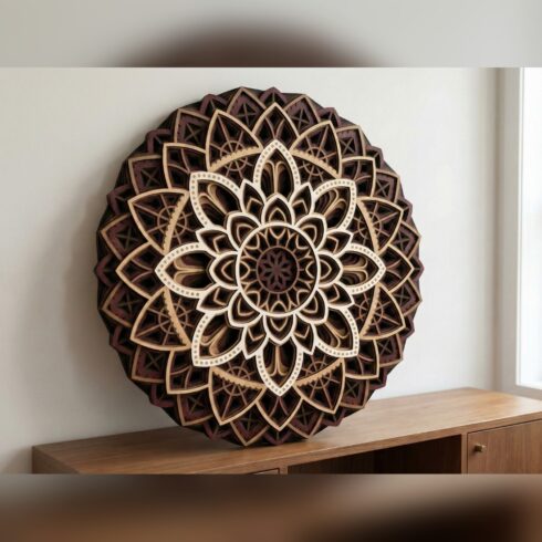 Multilayer Mandala Wall Art #24 – Round Layered Blossom, 8-Layer Laser Cut SVG DXF cover image.