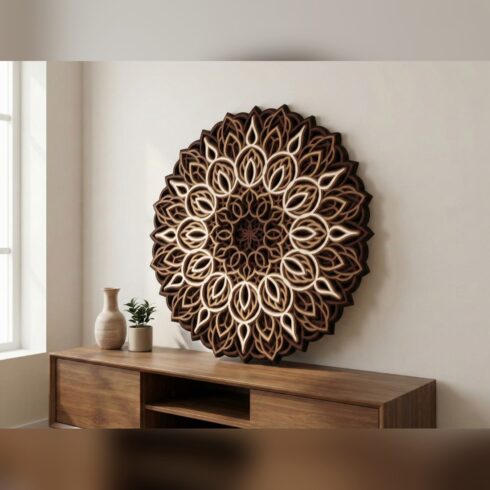Multilayer Mandala Wall Art #26 – Open Teardrop Petal Round, 7-Layer Laser Cut SVG DXF cover image.