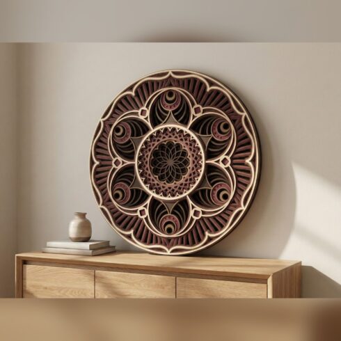 Multilayer Mandala Wall Art #27 – Rimmed Wave Lobe Disc, 8-Layer Laser Cut SVG DXF cover image.