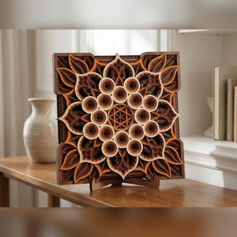 Multilayer Mandala Wall Art #36 – Concentric Circle Cluster Square, 8-Layer Laser Cut SVG DXF cover image.