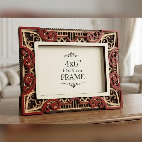 Multilayer Photo Frame with Stand #8 – Stepped Corner Zigzag Frame, 7-Layer Laser Cut SVG DXF cover image.