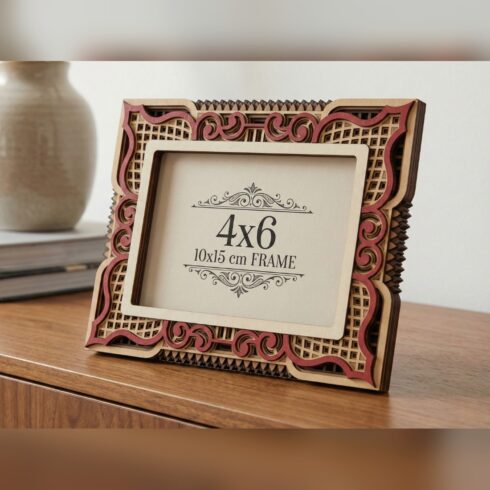 Multilayer Photo Frame with Stand #9 – Diamond Lattice Grid Frame, 7-Layer Laser Cut SVG DXF cover image.