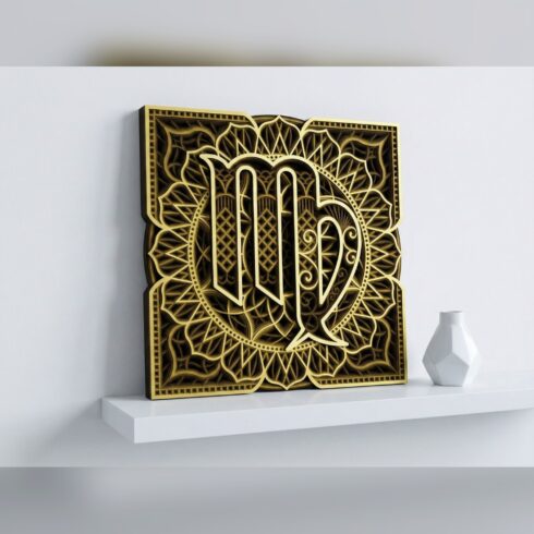 Multilayer Virgo Zodiac Mandala – Maiden Glyph Mandala Square, 8-Layer Laser Cut SVG DXF cover image.