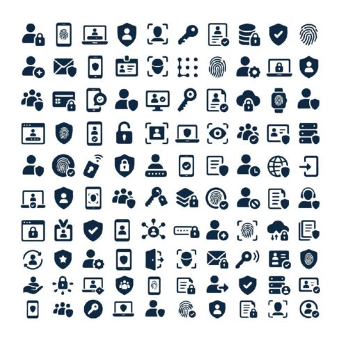 Professional User Authentication Icon Collection with 100 Unique Vector Symbols for Login, User Verification, Secure Accounts, Access Control and SaaS Security cover image.