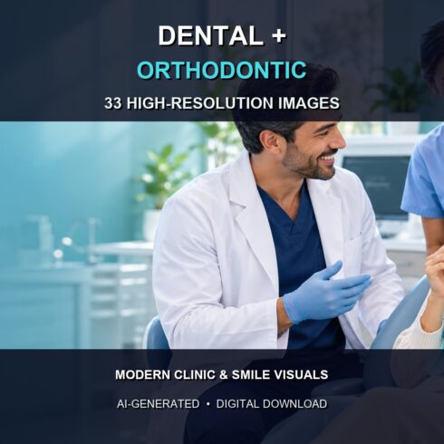 Dental & Orthodontic Marketing Image Library – 33 AI-Generated Images cover image.