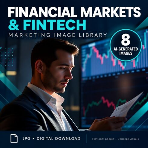 Financial Markets & Fintech Marketing Image Library – 8 AI-Generated Images cover image.
