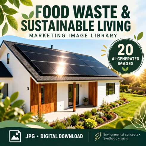 Food Waste & Sustainable Living Marketing Image Library – 20 AI-Generated Images cover image.
